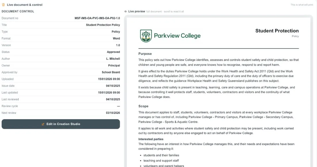 Review, comment and approve in the document